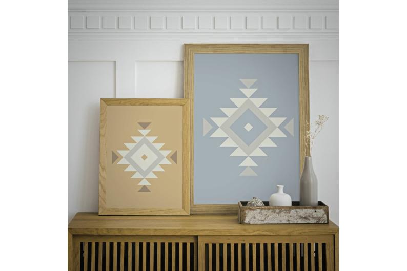 Set of two Ethnic downloadable prints, Geometric print, Tribal art, Ethnic wall art, Printable art (Desert Beige and Ice Blue)