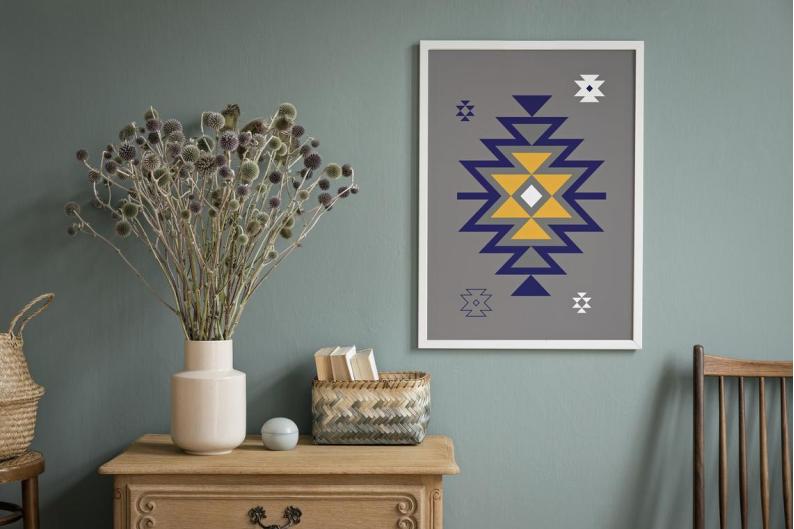 Ethnic downloadable print, Geometric print, Tribal art, Ethnic wall art, Printable art, Color Gray